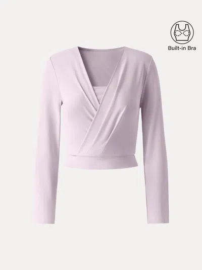 Oglmove Sandwashed Modal 2-in-1 Wrap Bra Top In Purple