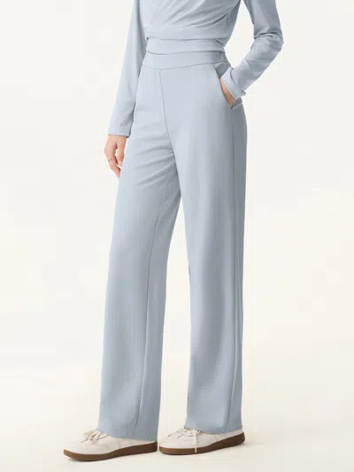 Oglmove Sandwashed Modal Breathable Straight Leg Pull-on Travel Pants In Blue