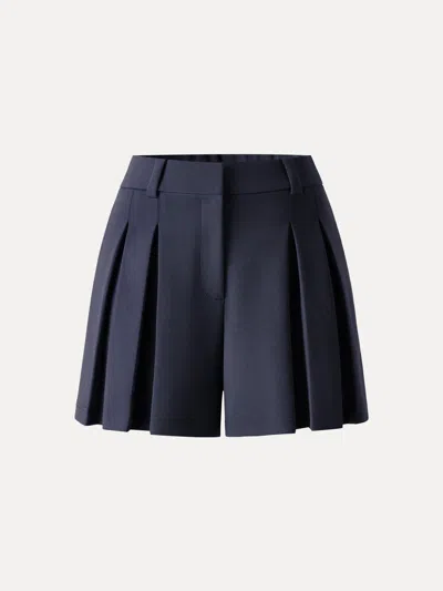 Oglmove Sandwashed Modal High Rise A-line Pleated Shorts In Blue
