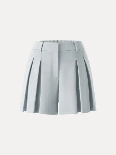 Oglmove Sandwashed Modal High Rise A-line Pleated Shorts In Blue