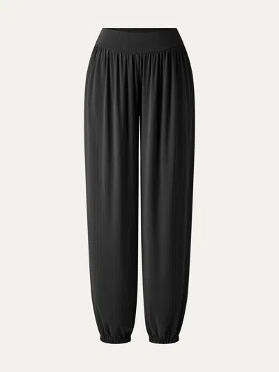 Oglmove Sandwashed Modal Ultra-soft High Rise Balloon Pants With Pockets In Black