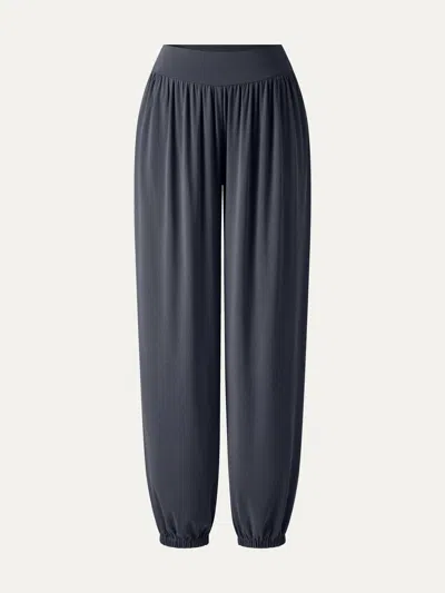 Oglmove Sandwashed Modal Ultra-soft High Rise Balloon Pants With Pockets In Blue