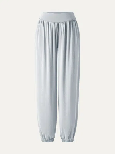 Oglmove Sandwashed Modal Ultra-soft High Rise Balloon Pants With Pockets In Blue