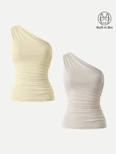 Oglmove Sandwashed One Shoulder Ruched Bra Tank