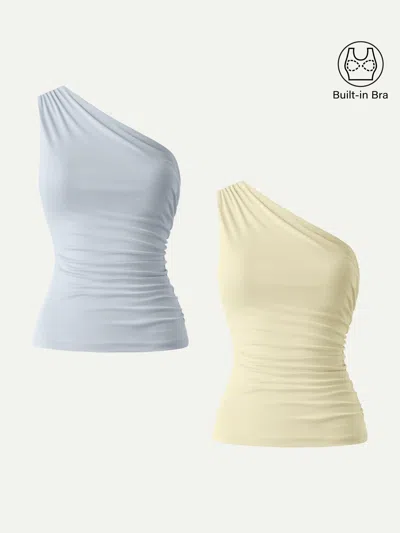 Oglmove Sandwashed One Shoulder Ruched Bra Tank