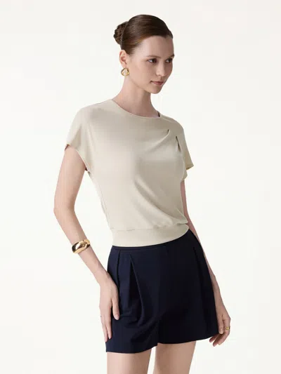 Oglmove Sandwashed Relaxed Round Neck Cap Sleeve Tee In Neutral