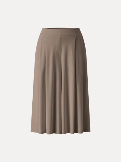 Oglmove Sandwashed Super Flowy Cropped Palazzo Leg Pants With Pockets In Brown