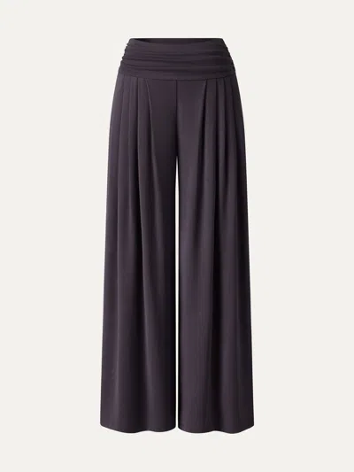 Oglmove Sandwashed Super Flowy Tucked Palazzo Pant With Pockets In Blue