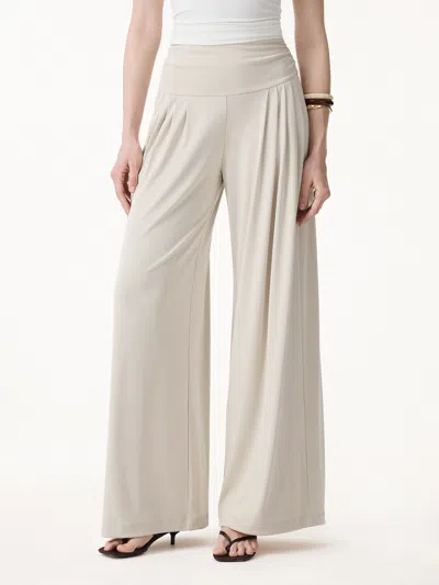 Oglmove Sandwashed Modal Super Flowy Mid Rise Palazzo Pants With Pockets In Gray