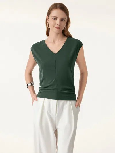 Oglmove Sandwashed V-neck Cap Sleeve Top
