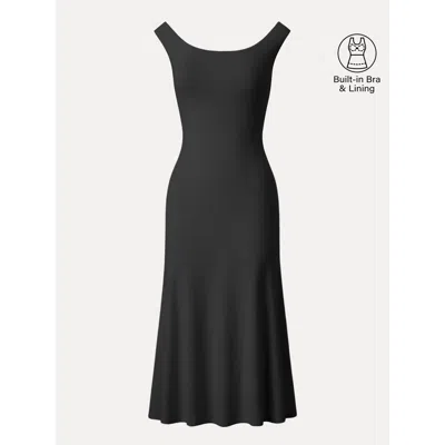Oglmove Scoop Neck Midi Low Back Bra Dress In Black