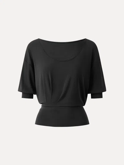 Oglmove Scoop Neck Short Sleeve Tucked Tee In Black