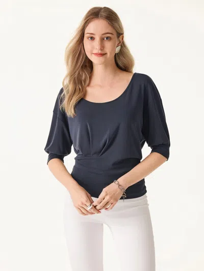 Oglmove Scoop Neck Short Sleeve Tucked Tee In Blue