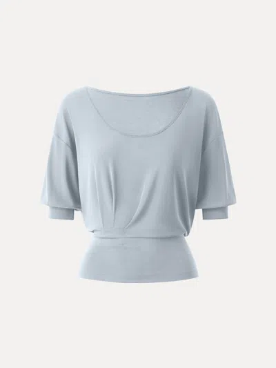 Oglmove Scoop Neck Short Sleeve Tucked Tee In Blue