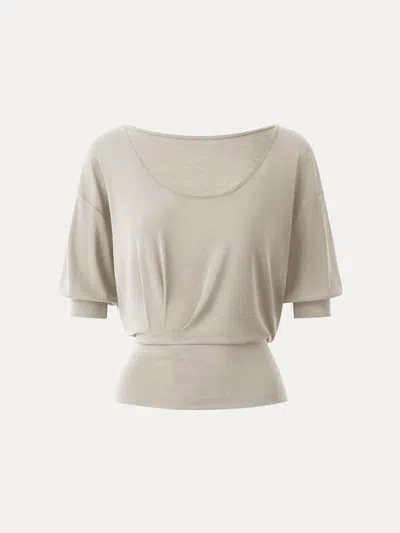 Oglmove Scoop Neck Short Sleeve Tucked Tee In Gray