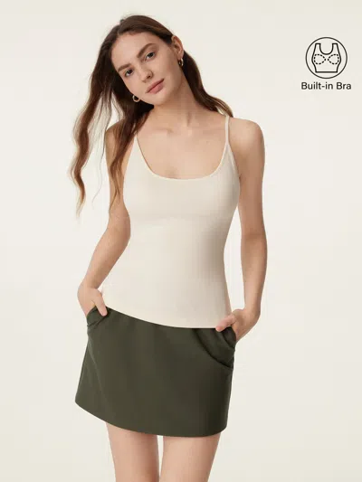 Oglmove Scoop Neck Spaghetti Strap New Airy Bra Tank Top In White