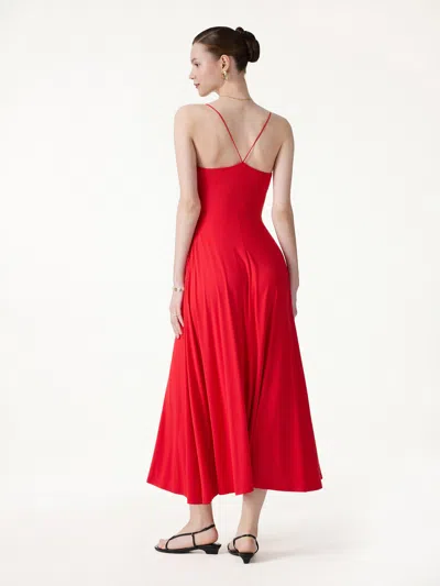 Oglmove Skinkiss Classy Spaghetti Open Back Midi Bra Dress With Pockets In Red