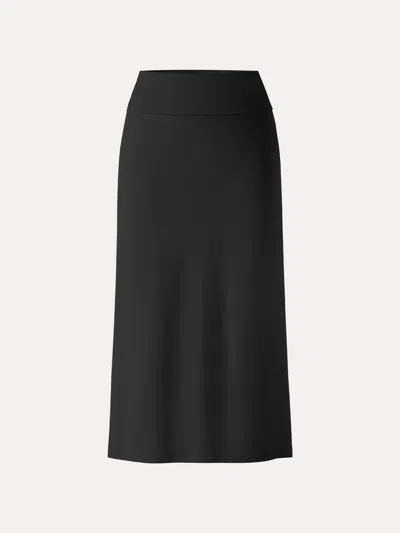 Oglmove Skinkiss Cooling Fold-down Waistband Midi Column Skirt In Black