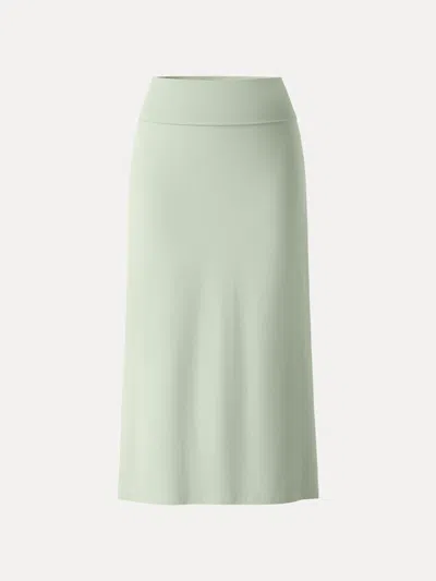 Oglmove Skinkiss Cooling Fold-down Waistband Midi Column Skirt In Green