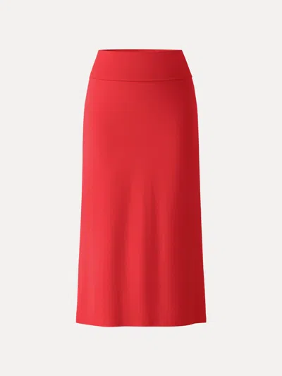 Oglmove Skinkiss Cooling Fold-down Waistband Midi Column Skirt In Red