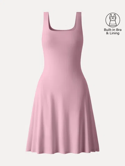 Oglmove Skinkiss Cooling Square Neck Mini Bra Dress In Pink