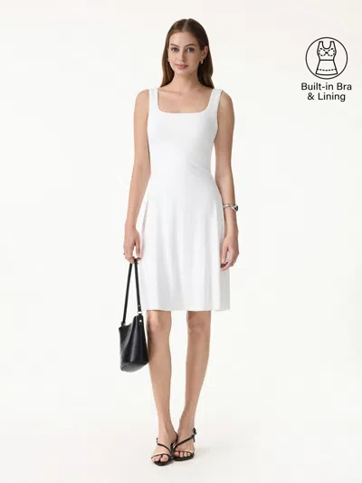 Oglmove Skinkiss Cooling Square Neck Mini Bra Dress In White