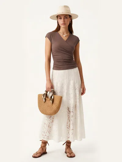 Oglmove Skinkiss Cooling Surplice Ruched Cap Sleeve Summer Top