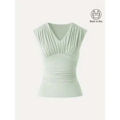 Oglmove Skinkiss Cooling V-neck Ruched Wide Shoulder Bra Tank