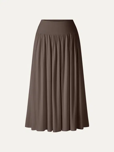 Oglmove Skinkiss Mid Rise Gathered Midi Skirt With Pockets