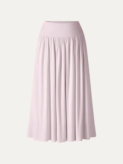 Oglmove Skinkiss Mid Rise Gathered Midi Skirt With Pockets In Pink