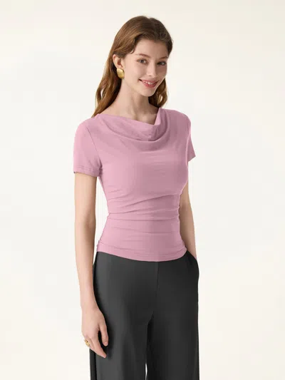 Oglmove Skinkiss Multi-wear Cowl Neck Cooling Summer Tee In Pink