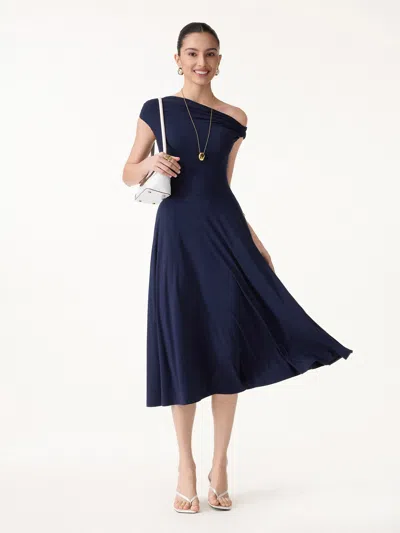 Oglmove Skinkiss Multi-wear Midi Bra Dress With Pockets In Blue