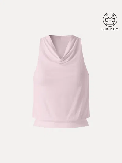 Oglmove Skinkiss Not-see-thru Halter Cowl Neck Bra Top In Pink