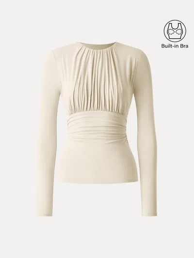 Oglmove Skinkiss Round Neck All-over Ruching Bra Top