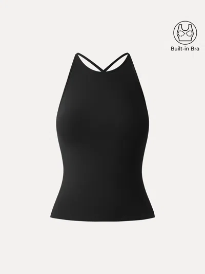 Oglmove Skinkiss Round Neck Cross-back Bra Top In Multi