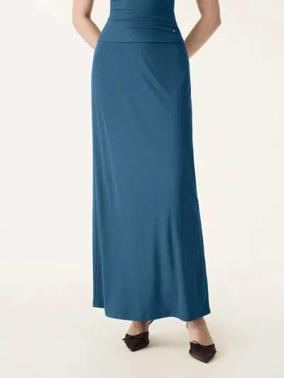 Oglmove Skinkiss Ultra-soft H-line Maxi Skirt In Blue
