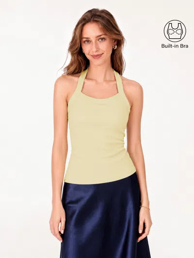 Oglmove Sleek Halter Bra Top In Yellow