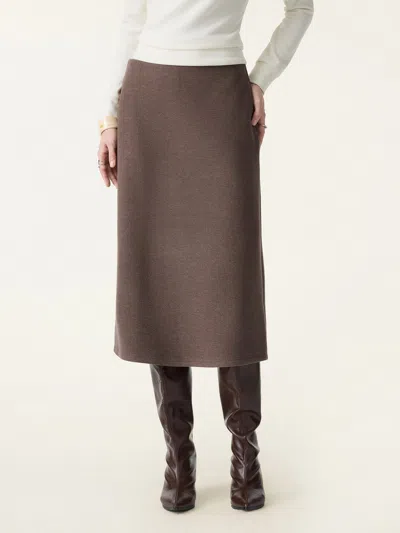 Oglmove Slimming A-line Pull-on Midi Skirt In Brown