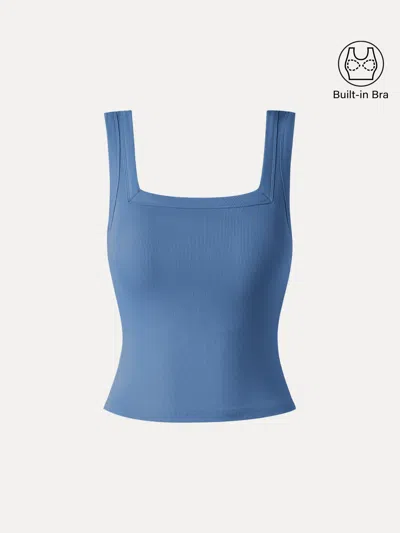 Oglmove Slinky Square Open-back Bra Tank Top In Multi