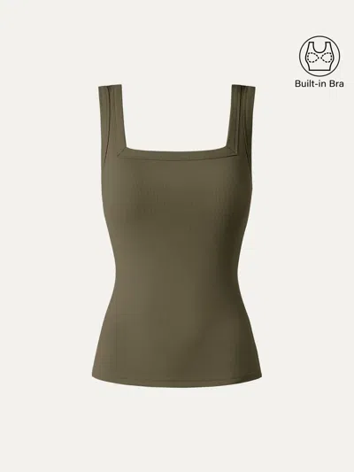 Oglmove Slinky Square Open-back Bra Tank Top In Multi