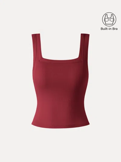 Oglmove Slinky Square Open-back Bra Tank Top In Red