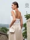 Oglmove Slinky Square Open-back Bra Tank Top In White