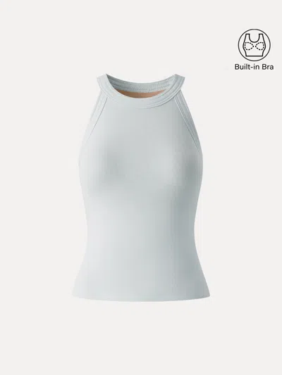 Oglmove Slub Textured Summer Bra Tank Top In Blue