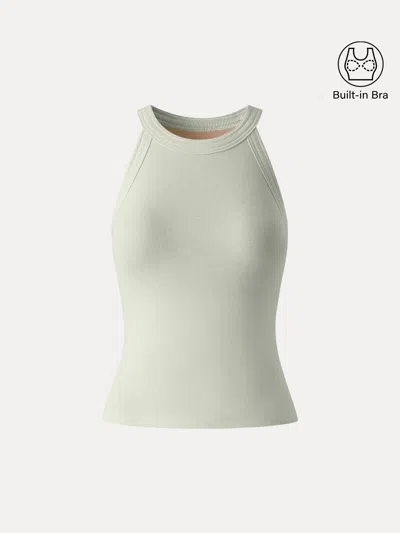 Oglmove Slub Textured Summer Bra Tank Top In Gray