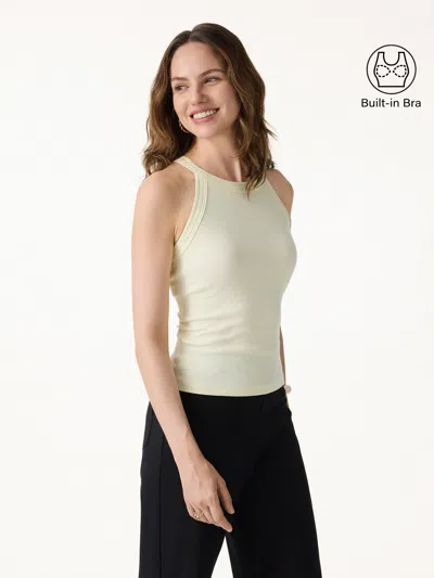 Oglmove Slub Textured Summer Bra Tank Top In Neutral