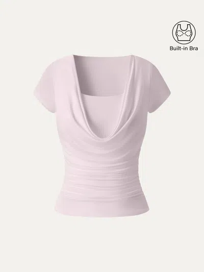 Oglmove Smoothing Cowl Neck Ruched Bra Top In Pink