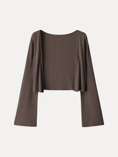 Oglmove Soft Bell Sleeve Cropped Cardigan