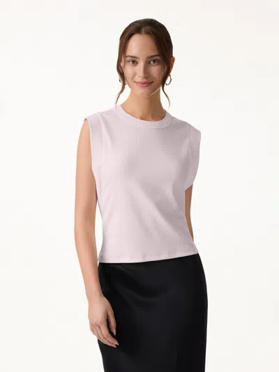 Oglmove Soft Cotton Lyocell Cropped Wide Shoulder Tank In Pink