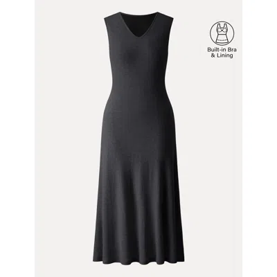 Oglmove Soft Drape V-neck Flared Midi Bra Dress