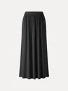 Oglmove Soft Linen Knit Gathered A-line Maxi Skirt With Pockets In Black
